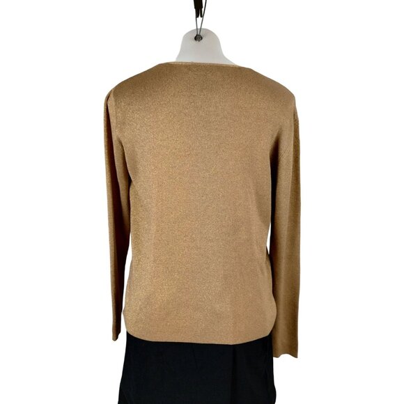 J.A.C Womens XL Vintage Gold Button-Up V-Neck Cardigan Sweater - Picture 3 of 7